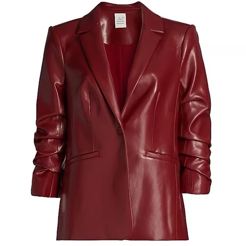 LTD NWT Cinq a Sept Kylie Leather blazer - red/rhubarb